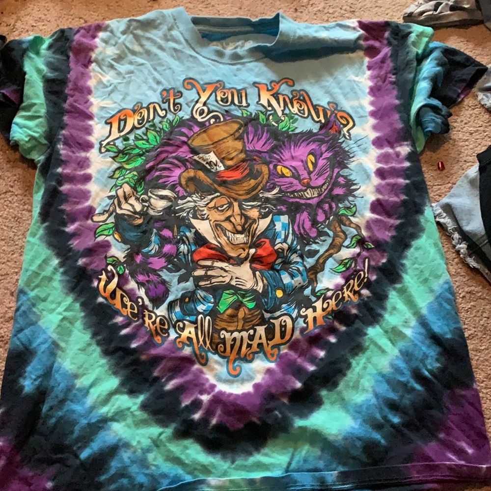 Alice in wonderland tie-dye shirt